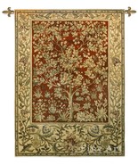 53x77 TREE OF LIFE Ruby Red William Morris Art Tapestry Wall Hanging  - £372.14 GBP