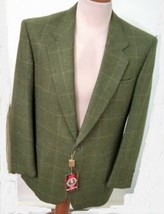 Men&#39;s Jacket Winter Fabric Wool Blend Cashmere 48 52/54 Green Check British - £127.52 GBP