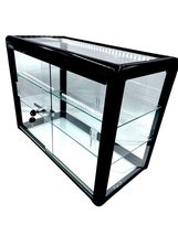 Elegant Black Aluminum Display Table Top Tempered Glass Show Case. Sliding Glass - $179.99+