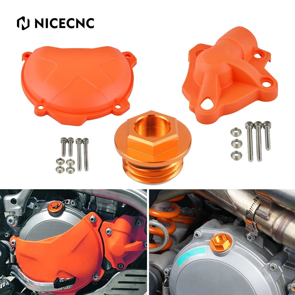 Clutch Cover Water Pump Guard Protector Oil Fuel Filler Cap for KTM 250 350 SXF - £11.85 GBP+