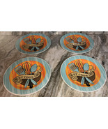 Royal Norfolk 10 1/2&quot; Dinner Plates Set Of 4 Teal/Orange Get Cookin!-NEW... - $67.75 CAD