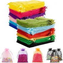 100Pcs Premium Sheer Organza Bags, 4X4.72 Inch Drawstring Gift Bag, Mult... - $10.99