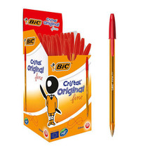 Bic Cristal Original Fine Ballpoint Pen 0.8mm 50pk - Red - £36.56 GBP