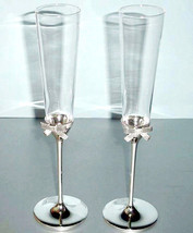 Kate Spade New York Grace Avenue Champagne Flutes Pair Crystal/Silverplate New - £39.76 GBP