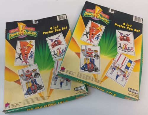 Lot of 2 Mighty Morphan Power Rangers 4 in 1 Poster Pen set.  #41003 1994 VTG - $18.00