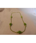 Vintage Lime Green and Light Green Balls Stranded Necklace Locking Clasp - £23.60 GBP
