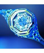 Earth mined Diamond Engagement Ring Vintage Designer BELAIS Solitaire 18... - $2,465.25