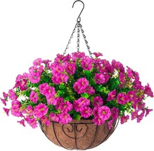 Artificial Silk Hanging Plants Flowers Basket For Outdoor Outside Summer - £33.77 GBP