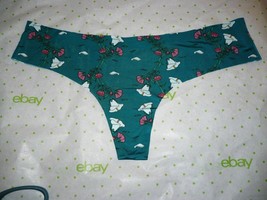 Rue 21 Women&#39;s Teal Floral Silky Thongs X-LARGE  New W/O Tag Hot!! - £7.76 GBP