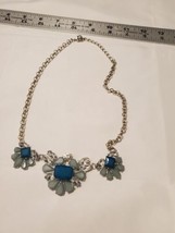 Beautiful Vintage Costume Necklace 18” 2 Different Blues &amp; Clear Stones Estate - £11.59 GBP
