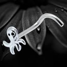 925 Sterling Silver Nose Stud Screw Pin Plain Polished Octopus Elegant D... - $166.47 MXN