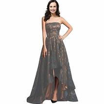 Strapless Black Lace High Low Long A Line Prom Evening Formal Dresses Plus Size  - £110.76 GBP