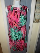 Sangria Tropical Print Ruffle Neckline Sleeveless Dress Size 8 Women&#39;s EUC - £17.50 GBP