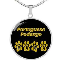 Portuguese Podengo Mama Circle Necklace Engraved Stainless Steel 18-22&quot; Dog Owne - £47.33 GBP