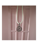 Spiral Pendant Necklace Vortex Swirl Swirling Silver White Cord Adjustab... - $14.98