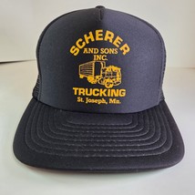 Vintage Scherer &amp; Sons Trucking Hat St. Joseph MN Black Foam Mesh Snapba... - $24.99