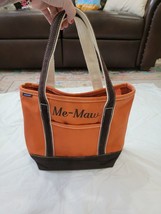 Lands End Tote Bag Cotton Canvas Hand Carry Orange Brown  13&quot; x 16&quot; ME MAW - $34.99