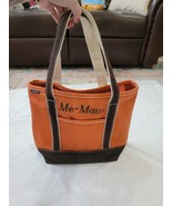 Lands End Tote Bag Cotton Canvas Hand Carry Orange Brown  13&quot; x 16&quot; ME MAW - $666.19 MXN