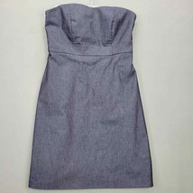 Merona Womens Dress Size 12 Strapless Stretch Midi Blue Chambray Lined Strap Zip - £9.02 GBP