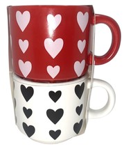 2PK Heart Stacking Mugs Tea Coffee Red White Love Mugs Season of Love - £8.04 GBP
