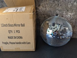 12&quot; Mirror Disco Ball: Silver Hanging Ball, Good For Parties, Real Glass... - £10.29 GBP
