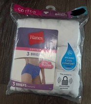 Hanes ~ Women&#39;s Brief Underwear Panties 3-Pair 100% Cotton White ~ 9/2XL - £11.47 GBP