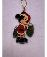 Vintage Acrylic Mickey Mouse Santa Suit Disney Christmas Ornament - £5.42 GBP