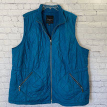 Talbots Womens Plus Size 3X Quilted Vest Turquoise Zip Front Pockets Fleece - £27.24 GBP