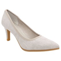 Lori Goldstein Women Classic Pump Heels Yarrow Size US 5.5 Mid Grey Washed Linen - $32.67