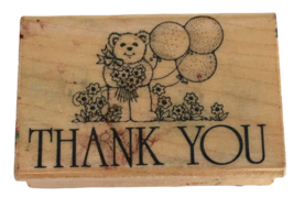 Hero Arts Rubber Stamp Teddy Bear Flowers Balloons Thank You Card Making Friend - £4.77 GBP