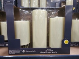 Member&#39;s Mark 3PACK Outdoor Flameless Candle~ Ivory~New - £14.43 GBP