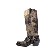 FRYE Boots 8 Brown Leather USA Harness 15R Knee High Biker Boot Women&#39;s ... - £234.15 GBP