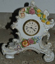 Vintage Kaiser Mantle Tabletop Clock Flowered Floral For Parts/Repairs - £37.45 GBP