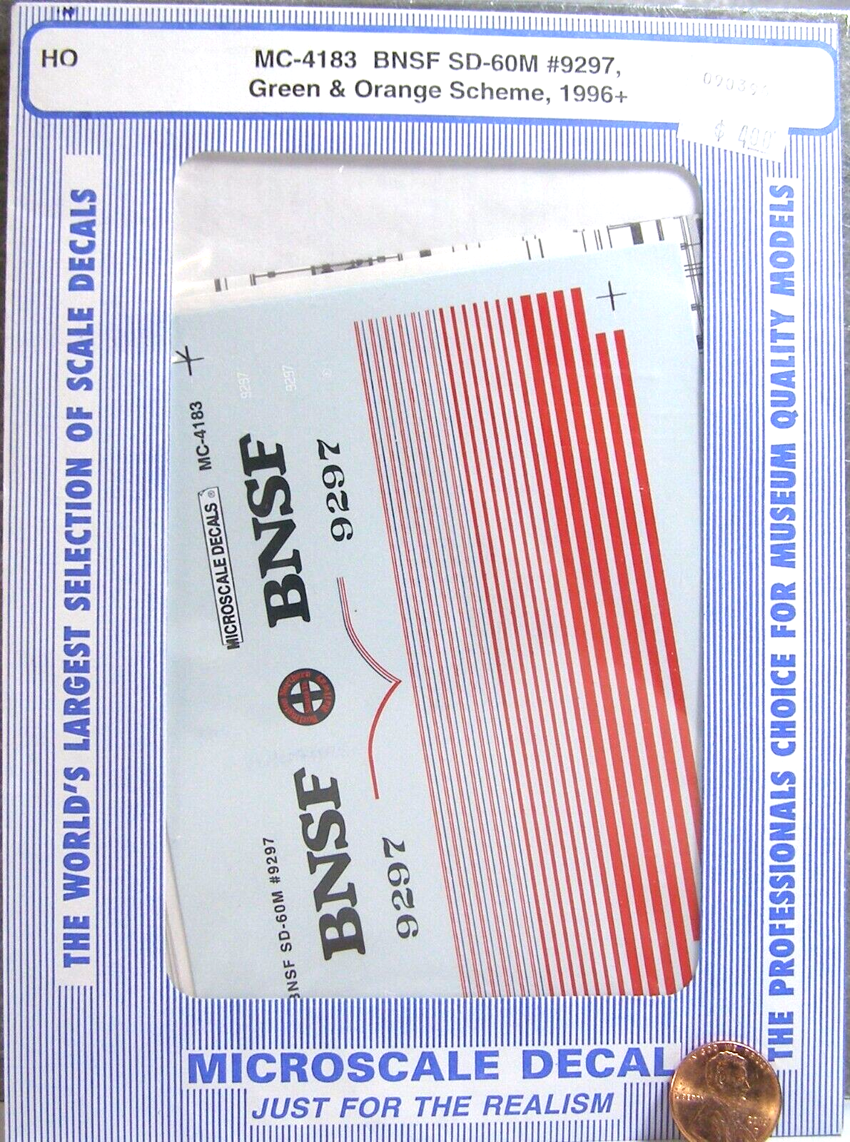 Microscale Model Train Decals HO MC-4183 BNSF SD-60M #9297   RZF - $5.95