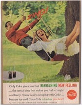 Vintage Print Ad Coca Cola Couple Swinging Zing  5&quot; x 7&quot; - $3.60