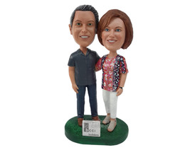 Custom Bobblehead Builder Couple Standing Next To Their Board While Putting Hand - £118.83 GBP