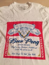 Classic Tee Men&#39;s T-Shirt Beer Pong King Of Game White Unisex Size Small... - $12.87