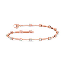14k Rose Gold 1.5Ct TDW Lab Created Round Diamond Link Bracelet for Women - $2,439.99