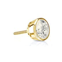 0.25ct 14k Yellow Gold Round Cut Diamond Bezel ScrewBack Single Stud Ear... - £138.70 GBP