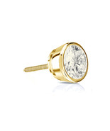 0.25ct 14k Yellow Gold Round Cut Diamond Bezel ScrewBack Single Stud Ear... - £140.89 GBP