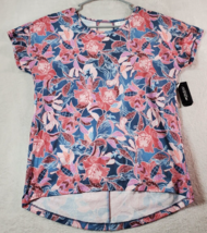 Ideology T Shirt Top Womens Small Multi Floral Polyester Short Sleeve Round Neck - £15.84 GBP