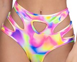 Shimmer Cut Out Shorts Keyhole Open Sides High Waisted Multicolor Rainbo... - $38.69