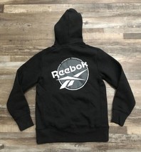 Reebok Mens Small Black Hoodie Sweatshirt with Back Graphic New with $55 Tags - $21.09