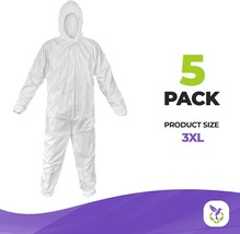 Anti-Static Fabric Coveralls 5ct White Polypropylene 3X-Large Attached H... - £24.46 GBP