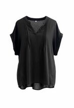 Women's Black Cap Sleeve V-Neck Blouse Top, Size Large - $7.92