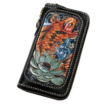 High Quality Handmade Carved Genuie Leather Women Wallet 2022 New Retro Long Wal - £167.28 GBP