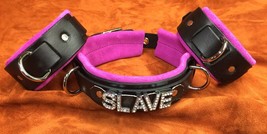 14 pc Multi layer Leather slave collar restraint set - custom -any word/... - £274.58 GBP