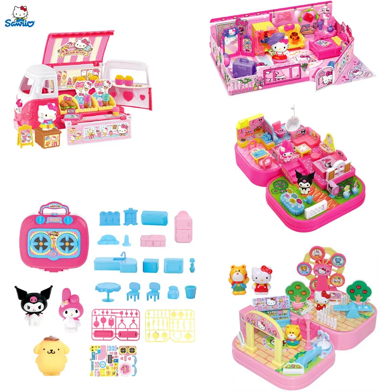 Original Anime Hello Kitty Mini Figures My Melody Kt Cat Kitchen Children Play - £32.43 GBP+