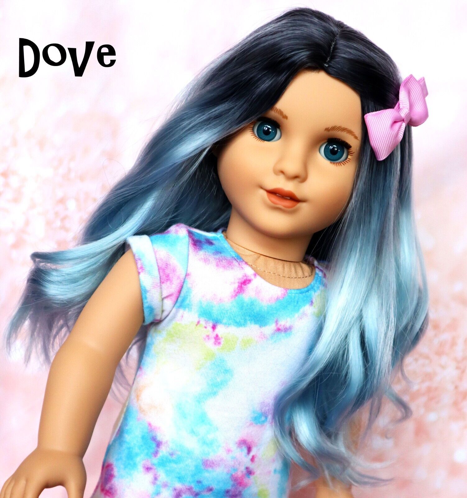 Custom 10-11 in Doll WIG Blue Ombre DOVE Fits American Girl Gotz 18" Dolls - $29.69