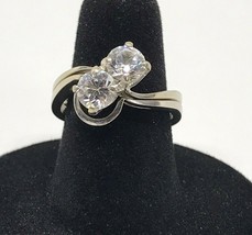 14K White Gold Bridal Set with a Pair of Cubic Zirconia&#39;s (Set Weighs 5.4 Grams) - £309.90 GBP
